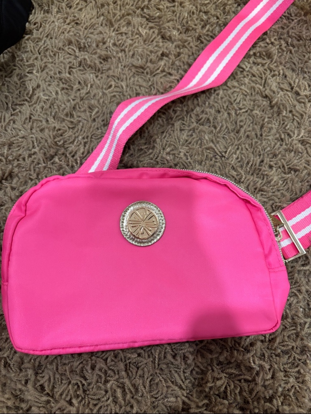 Lilly Pulitzer Hot Pink Crossbody with Striped Adjustable Strap - Picture 2 of 4